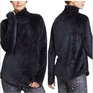 JoyLab Black Sherpa Fleece Pullover Mock Neck Cabincore Sweatshirt Women’s XS
